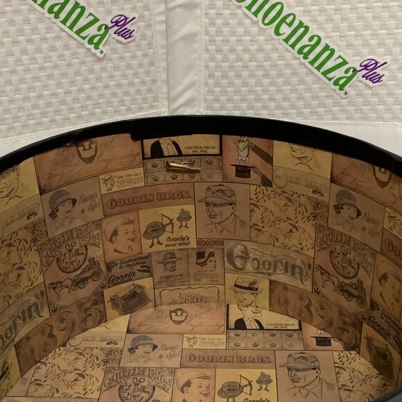 Vintage Goorin Bros Cardboard Hat Box Strap Storage Container Paper Black Gold - Picture 13 of 16